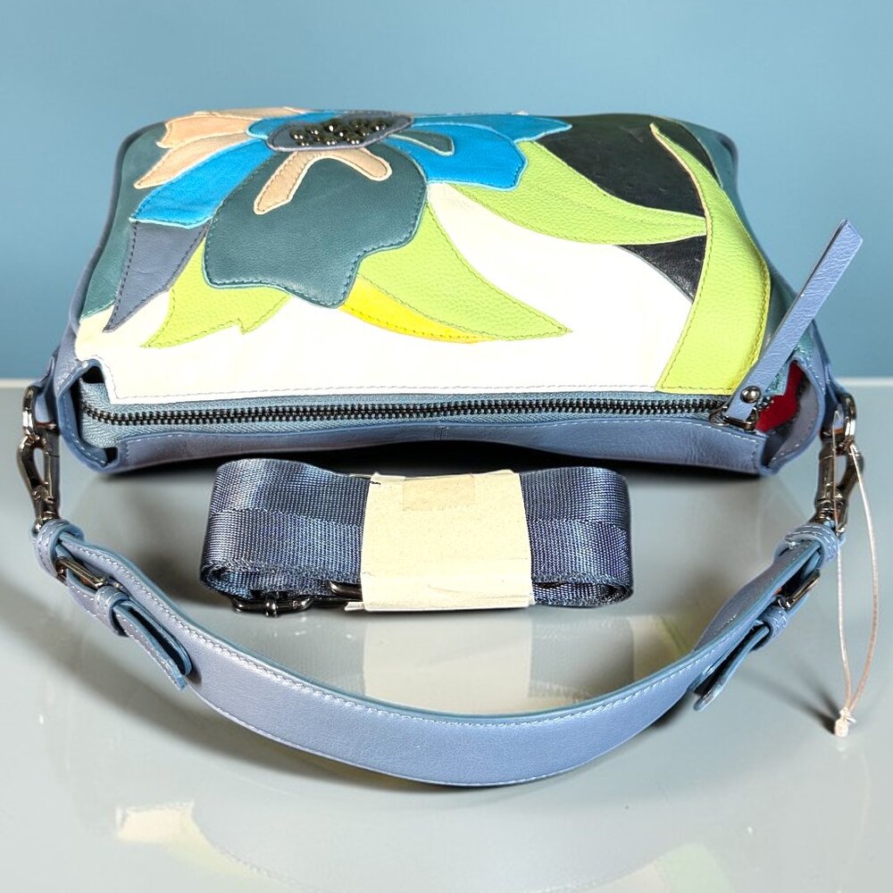 Sharif Studio Limited Edition Leather Floral Appliqué Shoulder Crossbody Bag - Picture 15 of 16